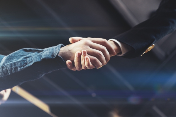 lawyer shaking hands with client