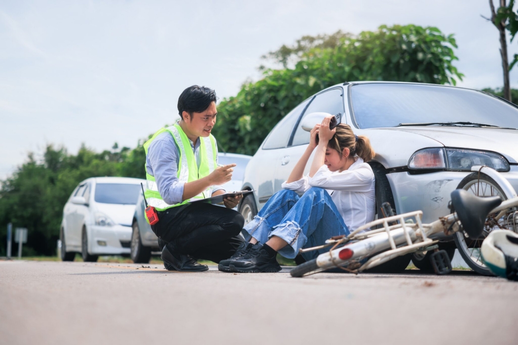 woman after an e-bike accident