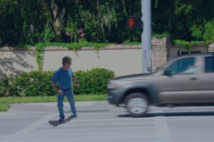 pedestrian hit by car on sidewalk