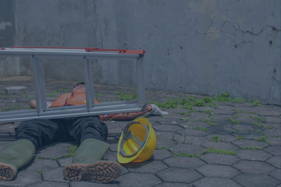 man injured on ladder